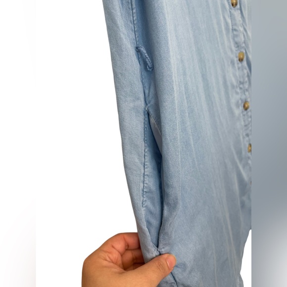 POPSUGAR Blue Chambray Mini Dress With Pockets Women Size XL - Picture 7 of 11